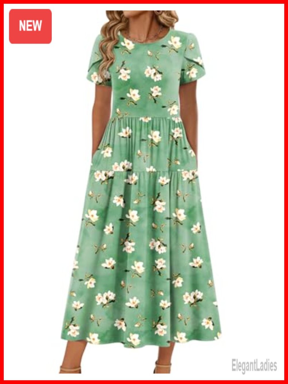 Maxi Bohemian Short Sleeve A-Line Dress with Pockets